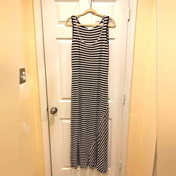 Calvin Klein Striped Maxi Dress Black / White, sz 14 - Picture 1 of 3